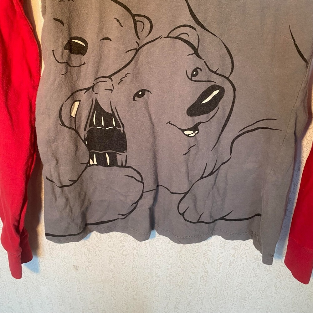 Coca Cola Polar Bear and Cub Gray Tee with Red Long Sleeves Size XL - Picture 5 of 9